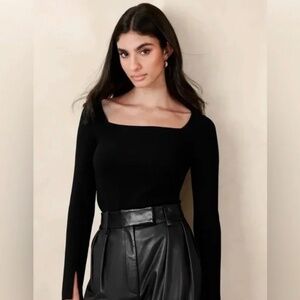 Banana Republic Carolina Square Neck Black Sweater Size Large